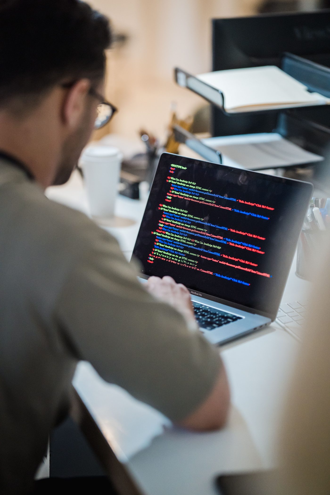 Web developer building a site